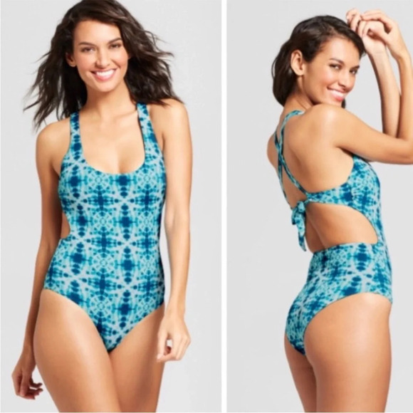 Tori Praver Seafoam Beach Blue Tie Dye Cheeky Women's One Piece. Size medium - Picture 1 of 8